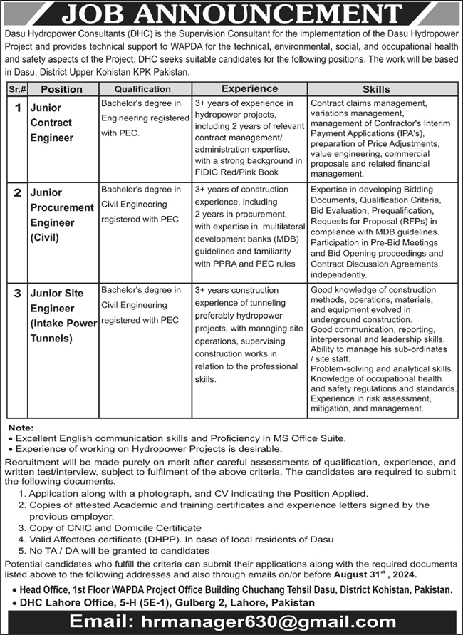 WAPDA recruitment ( August 2024) : Open Jobs/ apply at ots.org.pk