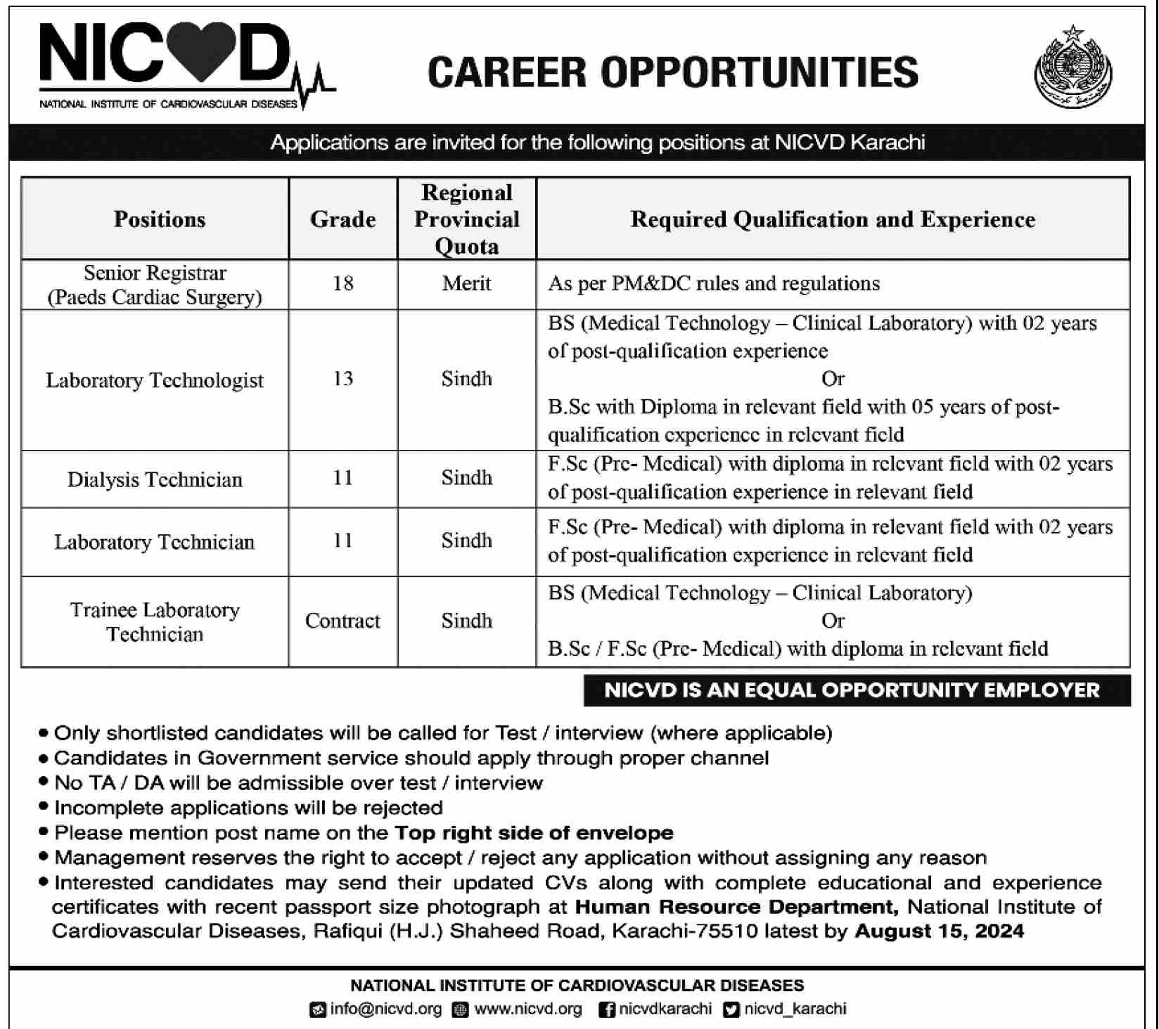 NICVD vacancies & recruitment ( August 2024) : Open Jobs/ Online application